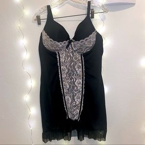Black and White Lace Slip